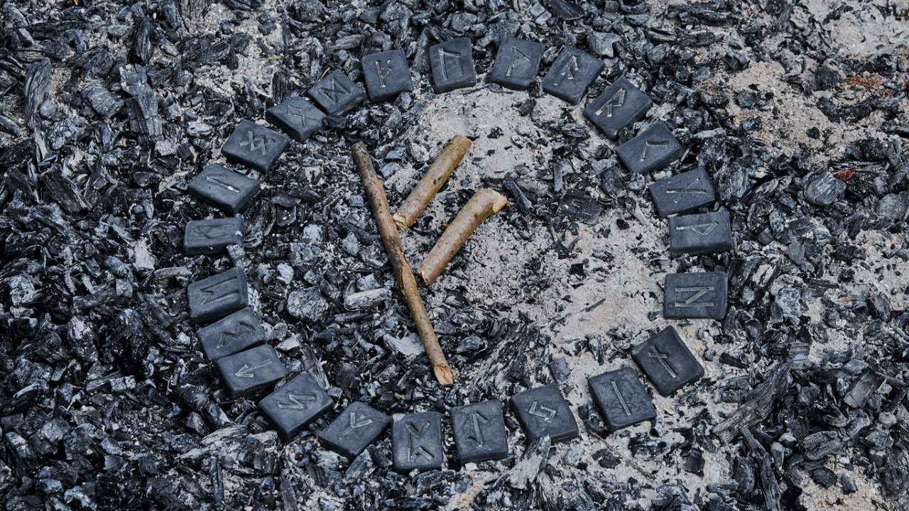 Symbol Fehu Rune in Runenkreis